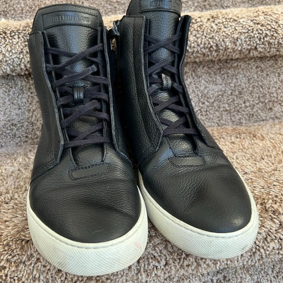Helmut Lang Men\'s Black Leather High Top Sneakers main image 9